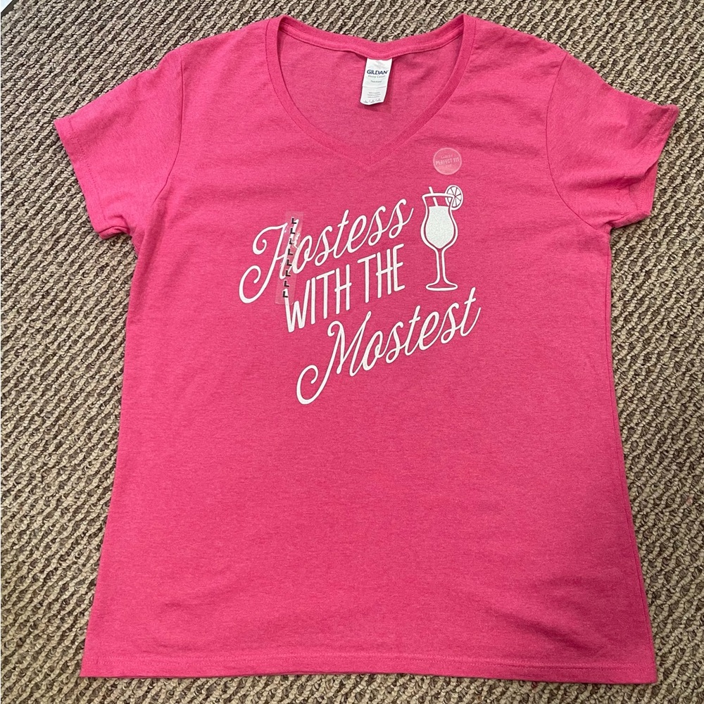 Gildan Pink Graphic Tee - Hostess With The Mostest